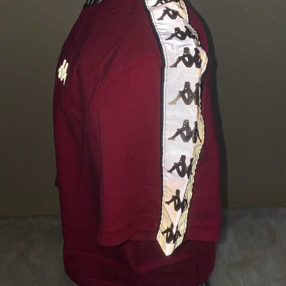 Kappa Tape Sleeve Logo Cotton Cropped Tee Size L Bright Pink - Picture 4 of 6